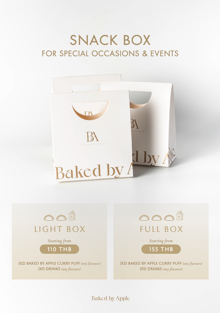 Snack Box menu — Light Box from 110 THB, Full Box from 155 THB